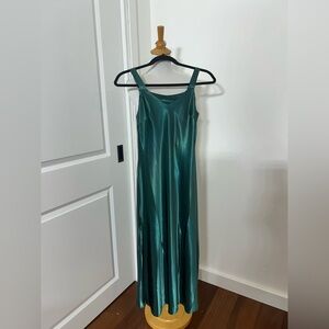 Emerald Satin Slip Nightgown Size S